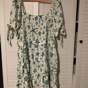 Agua Bandita x Target Plus Size NWT Blue Starfish Print Dress